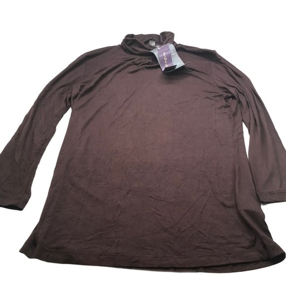 Suzie Couture Women's Turtle Neck Top Petite Small Brown New With Tags - Picture 1 of 13